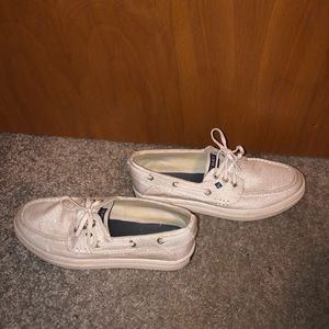 girls sparkly silver sperry shoes
